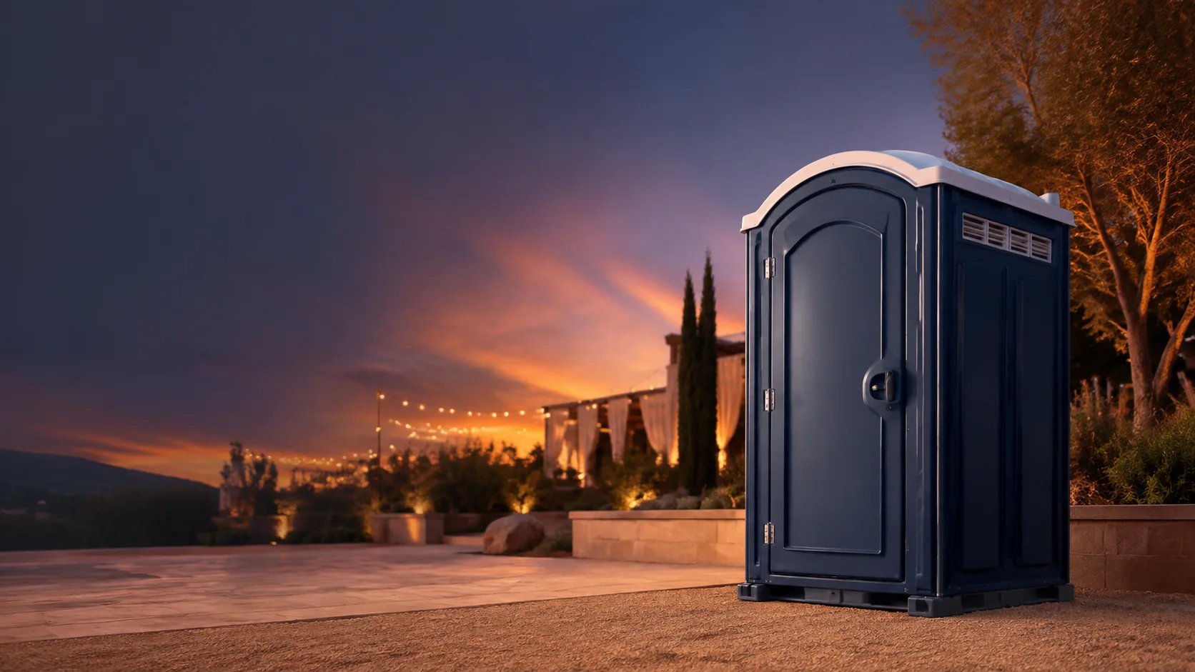 Portable restroom shown for rental planning in Holly Springs, NC